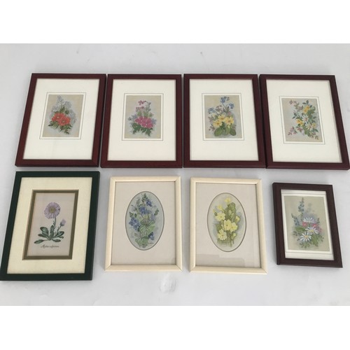 37 - 8 VARIOUS FRAMED CASH'S SILKS, FLORAL