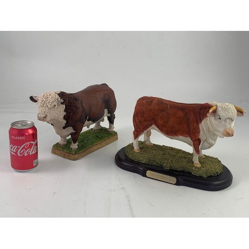 162 - LARGE HAND MADE BY ORIGINAL RESIN CREATIONS HEREFORD BULL STUDY AND ONE OTHER ‘BEST OF BREED’