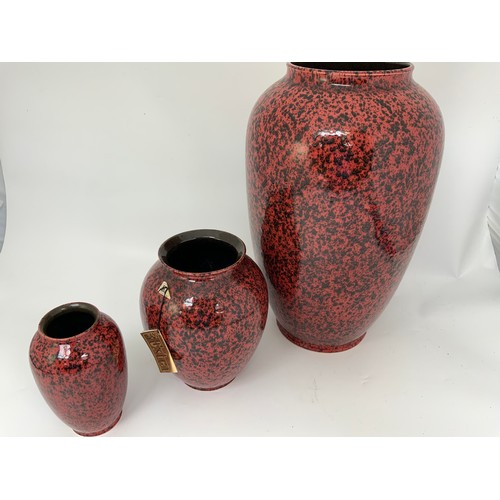 227 - 3 GRADUATED WEST GERMANY VASES