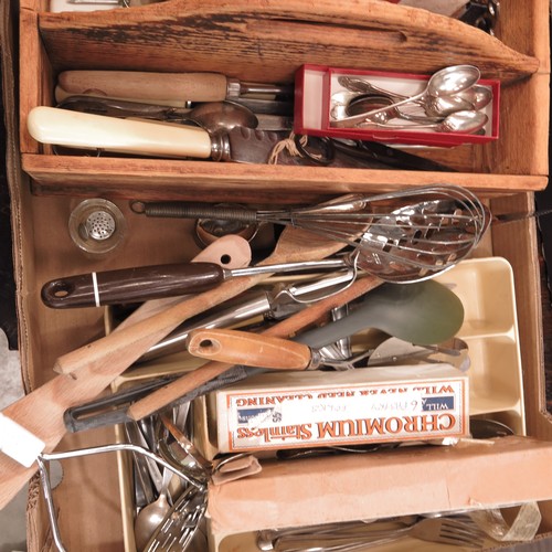 330 - QUANTITY MISC. CUTLERY AND FLAT WARE TOGETHER WITH A SMALL DANISH WHITE METAL BOWL