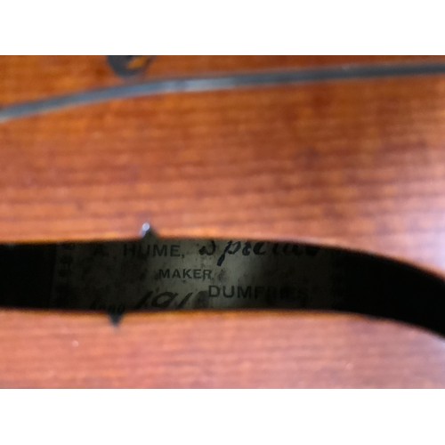 463 - CASED VIOLIN IN NEED OF RESTORATION, bow indistinctly stamped, possibly J.Nunn?