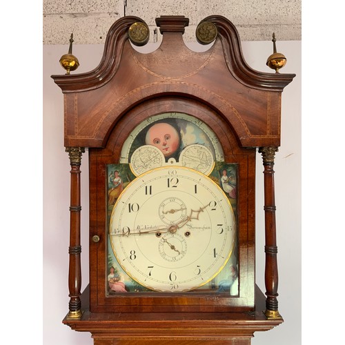 293 - GRANDFATHER CLOCK WITH PAINTED FACE NICHOLAS BIRMINGHAM