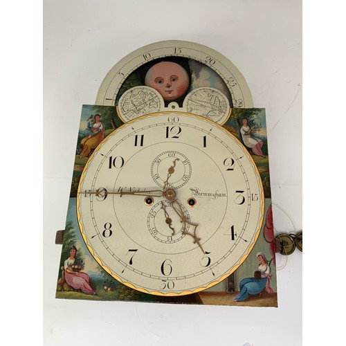 293 - GRANDFATHER CLOCK WITH PAINTED FACE NICHOLAS BIRMINGHAM