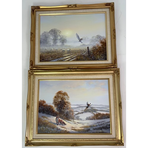 27 - 4 MODERN FRAMED OIL ON CANVAS BY BILL HAINES, FARM & COUNTRY VIEWS