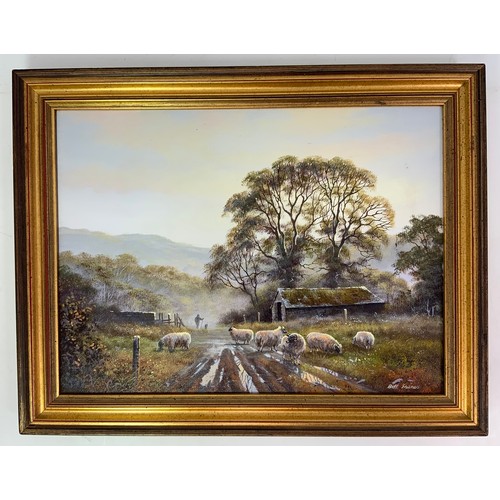 27 - 4 MODERN FRAMED OIL ON CANVAS BY BILL HAINES, FARM & COUNTRY VIEWS