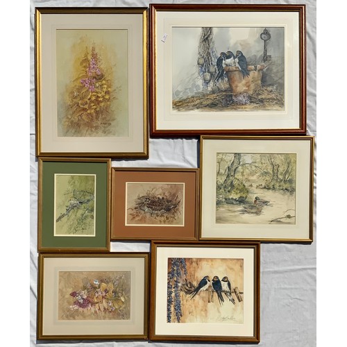 47 - IAN BOWLES, 7 FRAMED PRINTS OF FLOWERS & BIRDS