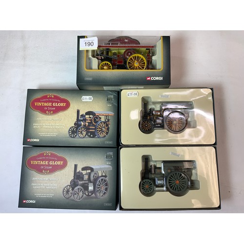 190 - VINTAGE GLORY OF STEAM, 3 BOXED MODELS, 80104 FOWLER B6 ROAD LOCOMOTIVE 'ATLAS' NORMAN E BOX LIMITED... 