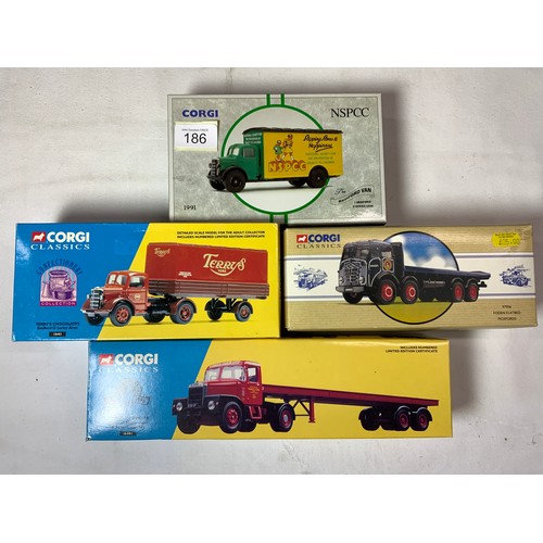 186 - CORGI CLASSICS BOXED MODELS, 97956 FODEN FLAT BED PICKFORDS, 16401 SCAMMELL HIGHWAYMAN SIDDLE C.COOK... 