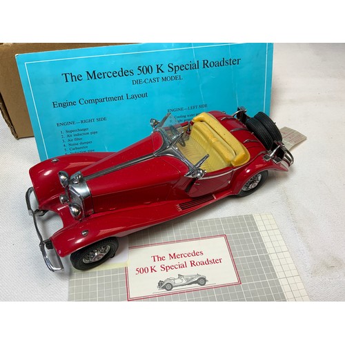 180 - FRANKLIN MINT PART BOXED MERCEDES 500K SPECIAL ROADSTER WITH TAG.