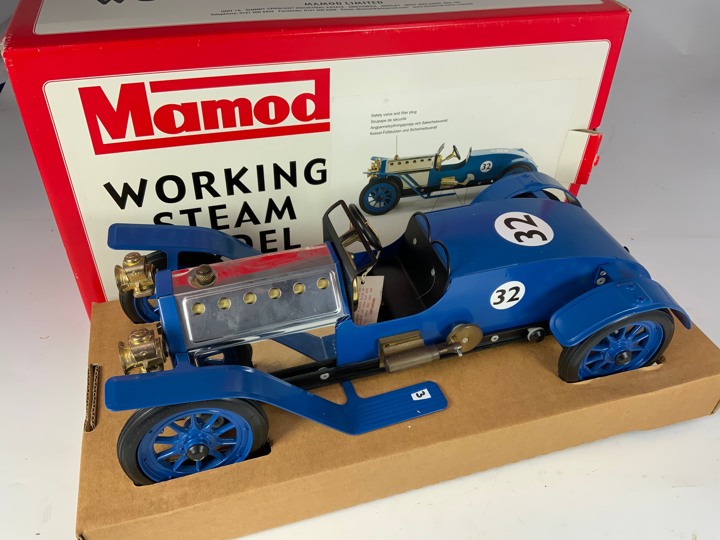 MAMOD WORKING STEAM MODEL, BOXED, LE MANS RACER LM1 BOXED. A LIMITED  EDITION MODEL, WITH CERTIFICATE