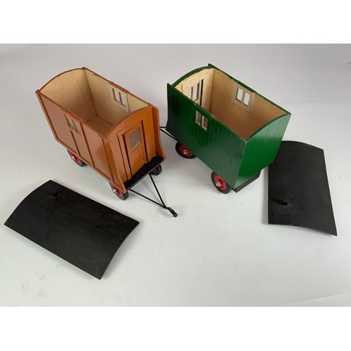 469 - 2 SCRATCH BUILT WORKMANS CARAVANS FOR TOWING BEHIND A STEAM ROAD LOCOMOTIVE.