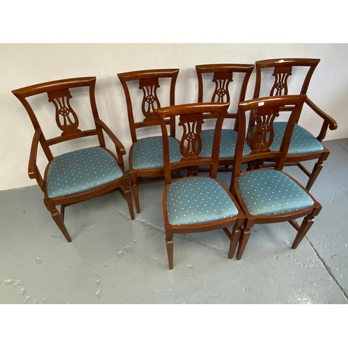 142 - ITALIAN EXTENDING DINING TABLE AND 2 PLUS 4 CHAIRS