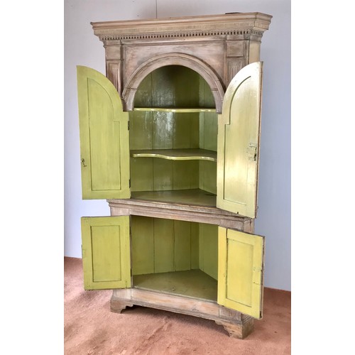 6 - PINE STANDING CORNER CABINET, APPROX. 100 w x 190 cm h.