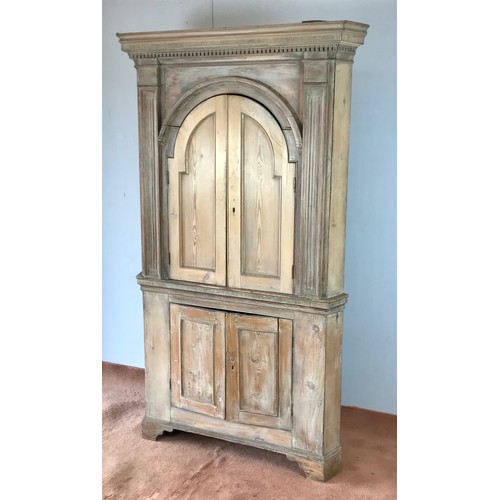 6 - PINE STANDING CORNER CABINET, APPROX. 100 w x 190 cm h.