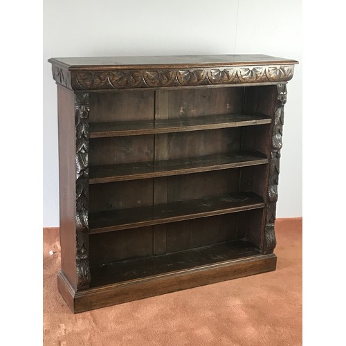 14 - GOTHIC STYLE CARVED OAK BOOKCASE