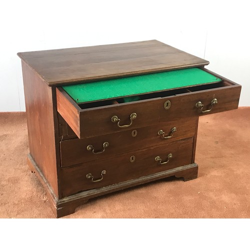 113 - GEORGIAN MAHOGANY DRESSING CHEST OF 4 DRAWERS/ SECRETAIRE WITH SLIDING BAIZE-COVERED WRITING SURFACE... 