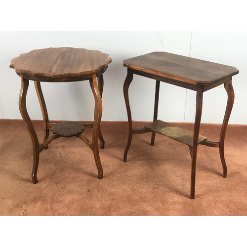 80 - VICTORIAN PIE CRUST OCCASIONAL TABLE WITH UNDERTIER AND ONE OTHER SIMILAR RECTANGULAR TABLE