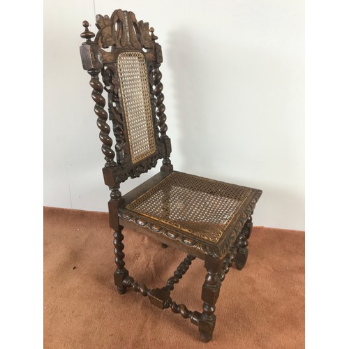 252 - CARVED OAK CROMWELLIAN STYLE HALL CHAIR