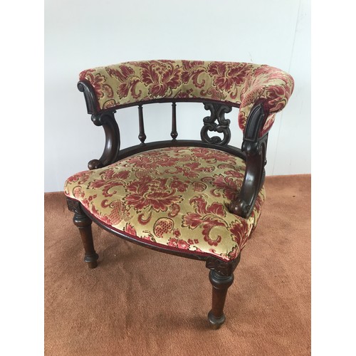 262 - MAHOGANY FRAMED LIBRARY TUB CHAIR