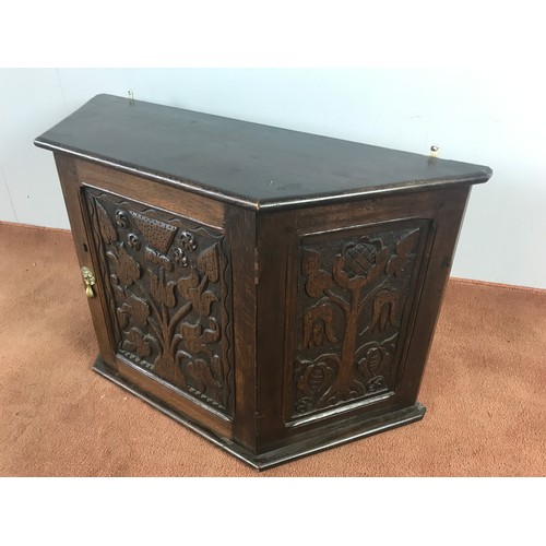 98 - CARVED OAK WALL CABINET