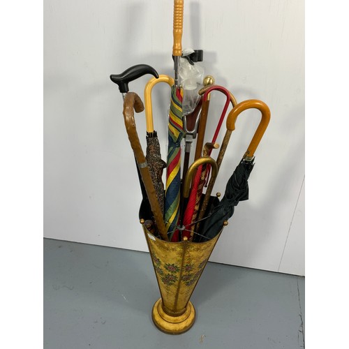 340 - MODERN UMBRELLA AND STICK STANDS AND CONTENTS, includes a sword stick