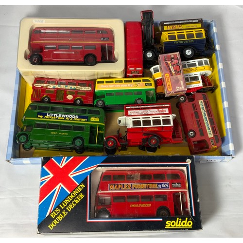 141 - COLLECTION OF MODEL BUSES INCLUDING MATCHBOX NUMBER 17 THE LONDENER , SOLIDO LONDON TRANSPORT RT, PA... 