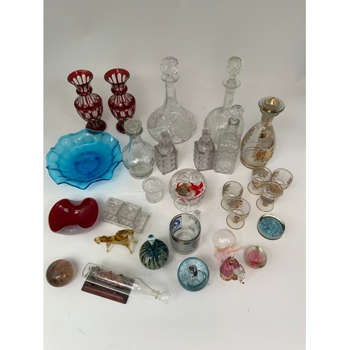 344 - GLASSWARE, INC. DECANTERS, PAPERWEIGHTS, VASES ETC.