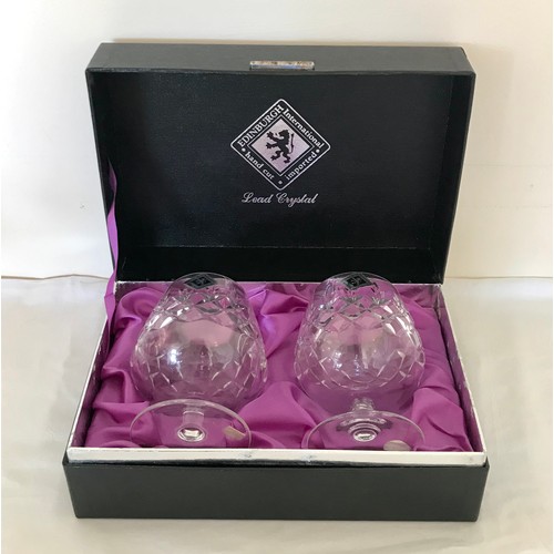 105 - PAIR OF EDINBURGH CRYSTAL BRANDY BALLOONS IN FITTED BOX