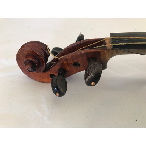 463 - CASED VIOLIN IN NEED OF RESTORATION, bow indistinctly stamped, possibly J.Nunn?