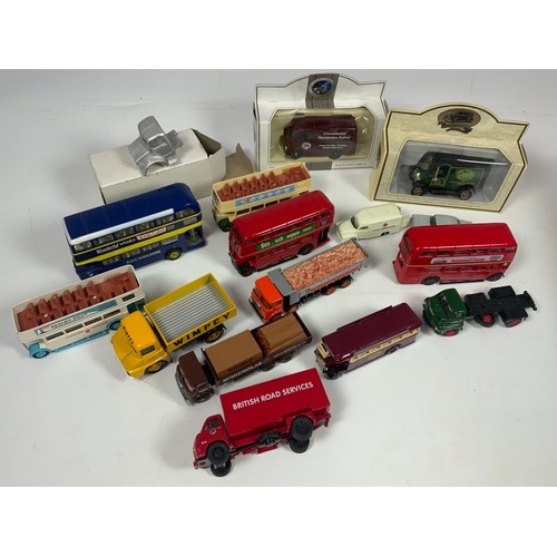 127 - SUNDRY U/B EFE, CORGI & LLEDO DIECAST MODELS, LORRIES, BUSES, SOME CODE 3, CONDITION.