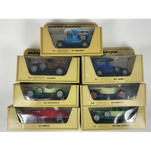 125 - LESNEY MODELS OF YESTERDAY 7 STRAW COLOURED BOXED MODELS INC Y4, Y5, Y12, Y14, Y18, Y19, AN  Y21.