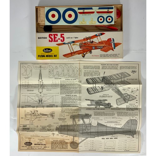 52 - 6 BOXED (3 UNOPENED) GUILLOYS FLYING MODEL KITS SE-5, NIEUPORT 28, SOPWITH SNIP 7F1, FOKKER D7, BRIS... 