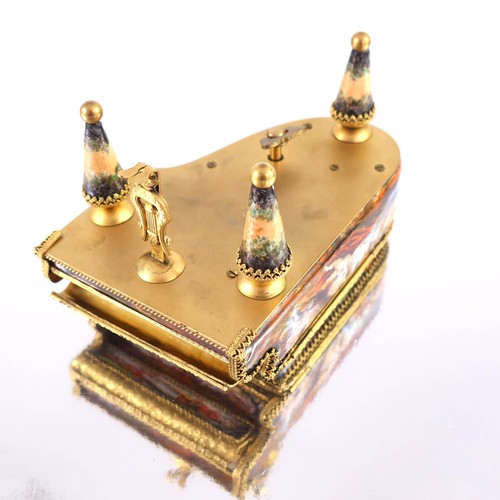 265 - 19th CENTURY NOVELTY ENAMELLED GRAND PIANO Approx. 9 cm wide, 13.5 cm long, 9cm high