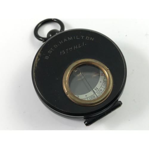 176 - REID AND YOUNG GLASGOW MILITARY MARCHING COMPASS IN LEATHER CASE