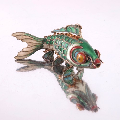 262 - 3 ORIENTAL ARTICULATED AND ENAMELLED FISH