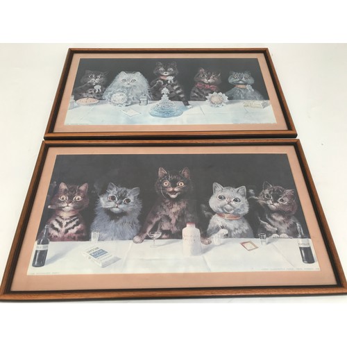 28 - 2 PAIRS OF MODERN LOUIS WAIN PRINTS THE GOOD PUSS AND THE NAUGHTY PUSS AND 'THE WEDDING BREAKFAST' A... 