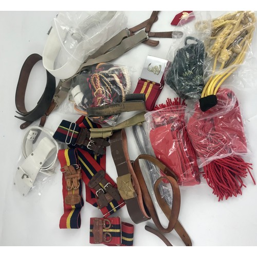 199 - COLLECTION OF MILITARY BELTS, BRAIDS ETC.