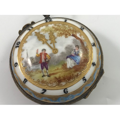 267 - ROUND CONTINENTAL ENAMELLED CASKET IN THE FORM OF A POCKET WATCH