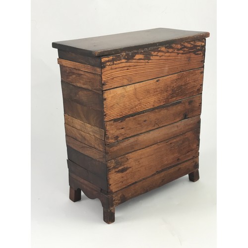 225 - GEORGIAN MAHOGANY MINIATURE CHEST OF 3 PLUS 2 DRAWERS