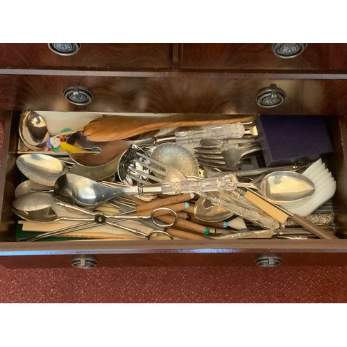 343 - REPRO CUTLERY CABINET WITH CUTLERY