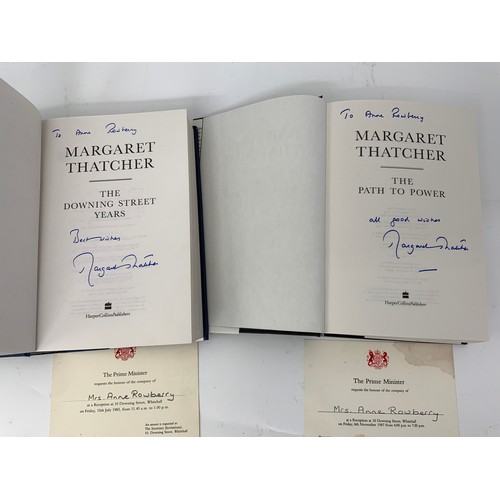 53 - MARGARET THATCHER, 2 BOOKS THE DOWNING STREET YEARS & THE PATH TO POWER, BOTH SIGNED & WITH INVITATI... 