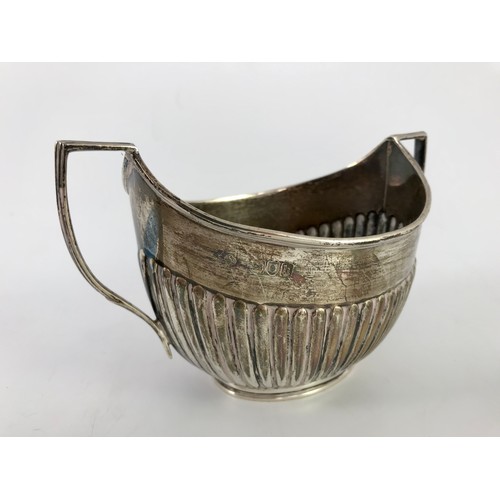 370 - MISC. SILVER INCLUDING SILVER BACKED HAND MIRROR, FLUTED SILVER SUGAR BOWL AND A SILVER MUSTARD POT ... 