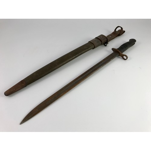 205 - MILITARY BAYONET IN LEATHER SHEATH