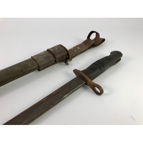 205 - MILITARY BAYONET IN LEATHER SHEATH