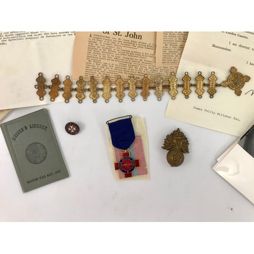 186 - MISC. RED CROSS BADGES AND MEDALS INCLUDING THE MOST VENERABLE ORDER OF HOSPITAL OF ST JOHN MEDAL AN... 