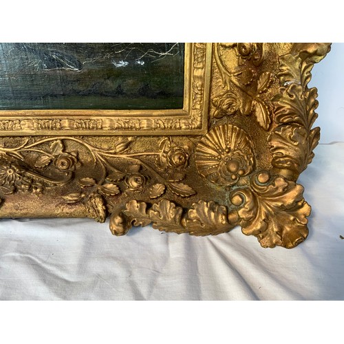 36 - VERY ORNATE PICTURE FRAME WITH RELIEF ROSE AND SHELL DECORATION, APPROX. 73 X 58 cm