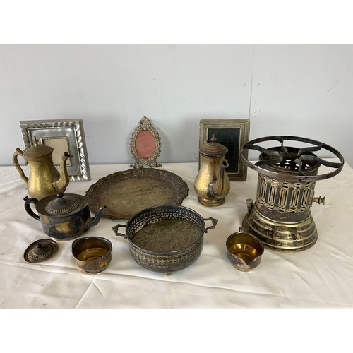 384 - BOX OF SILVER PLATE ETC