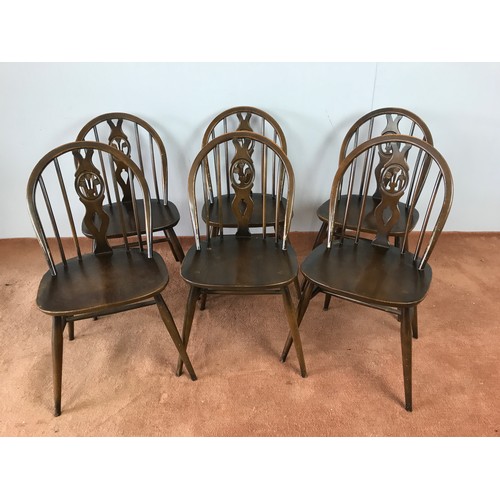 487 - SET OF 6 ERCOL DINING CHAIRS