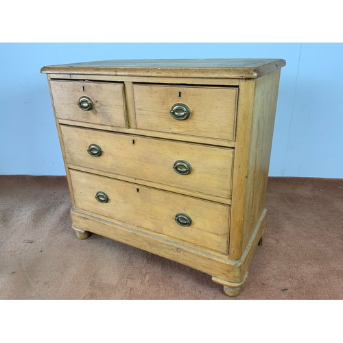 445 - PINE CHEST OF 2 PLUS 2 DRAWERS 94cm L, 48cm L, 91cm TALL