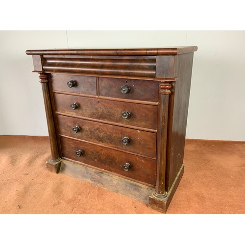 447 - MAHOGANY CHEST OF 3 PLUS 2 PLUS 1 DRAWERS 123cm L, 56cm W, 115cm TALL